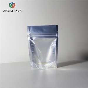Borse a busta Doypack per imballaggio in lamina metallizzata richiudibile stampata personalizzata ecologica con parte anteriore trasparente