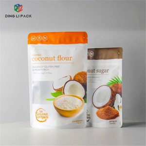 OEM Customized Custom Printing Food Tea Snack Packaging Brown Stand up Pouch with Window Kraft Paper Zip Bag