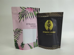 250g/500g/1kg စိတ်တိုင်းကျ ထုတ်ယူနိုင်သော အလူမီနီယံသတ္တုပြားကော်ဖီအိတ်များ အောက်ခြေအပြား/ဘေးဘက်ရှိ အနံ့ခံကော်ဖီအိတ်