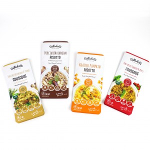 Envases de alimentos de fondo plano e impresos personalizados Bolsa de selado laterais de 8 bolsas de envases de sabor