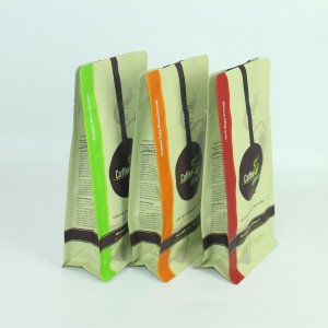 Ritenga Taa konumohe konumohe Heat-hirihiri 8 Taha Hiiri Manuhiri Peeke Flat Raro Pouch Recyclable Coffee Packaging Bag With Valve