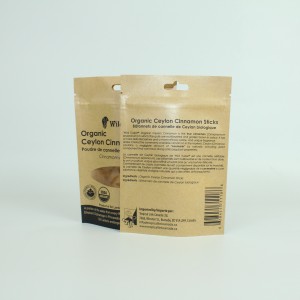 Пригодная для вторичной переработки коричневая крафт-бумага с принтом, стоячая сумка с замком-молнией, сумка для упаковки сушеных продуктов/орехов/печенья с окном