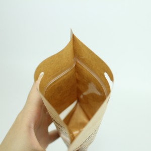 Recyklovatelný potištěný hnědý papír kraftový sáček se zipem na balení sušených potravin/oříšků/sušenky s okénkem
