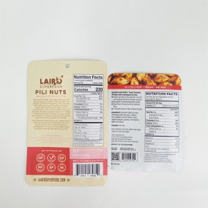 Sacchetti di zipper stampati persunalizati per u saccu di pacchettu alimentari