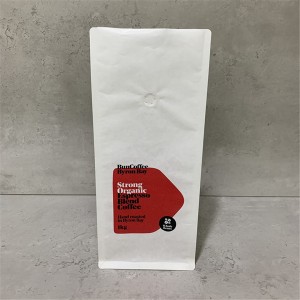 1 kg varmeforsegling tilpasset miljøvenlig biologisk nedbrydelig emballagepose Hvidpapir fladbundspose med ventil til kaffebønner/pulver