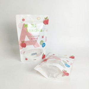 Custom Printed White PE Clear Plastic Stand up Zip Lock Pouch with Window for Snack Packaging