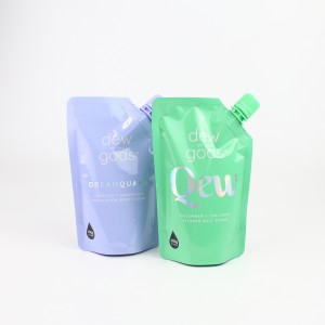 कस्टम मुद्रित टोंटीदार स्टैंड अप पाउच तरल पैकेजिंग चमकदार सतह लीकप्रूफ बैग
