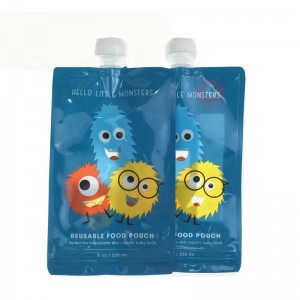 BPA free double zipper ziplock reusable sealable baby food spout packaging pouch