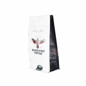 Custom Printed Flat Bottom Bag Aluminum Foil Coffee Bag with Pocket Zipper