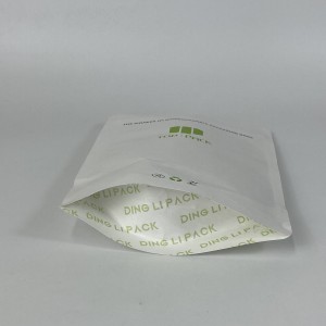 Ohun elo Atunlo Biodegradable Duro soke Apo Zip Titiipa Titiigbẹ Biodegradable Apo Ounjẹ Funfun Kraft Paper