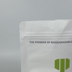 Materyèl resikle biodégradables Leve kanpe Étui Zip Lock Seche Biodégradables Blan Kraft Papye Sak Emballage Manje