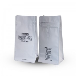Flat Bunn Stand Up Bag Med Easy Tear Glidelås For Kaffe Emballasje Med Ventil