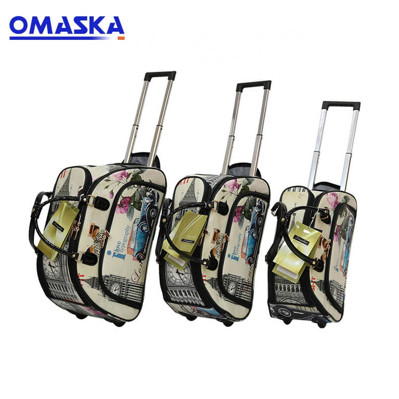 Manufacturer for Luggage Case - New Design Factory PU Printing 3Pcs Set Women Wheeled Weekend Holdall Trolley Travel Bag – Omaska