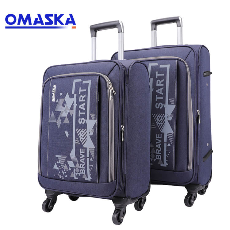 New Arrival China Travel Luggage Trolley Bag - Wholesale OMASKA carry on navy blue custom print soft nylon trolley luggage bag  – Omaska