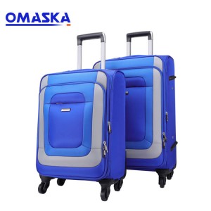 Unisex blue nylon Carry on business travel bags luggage suitcase