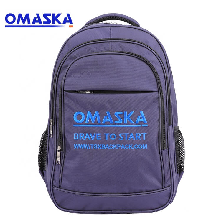 Custom large capacity blue print polyester school laptop backpack Featured Image