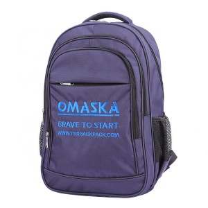 Custom large capacity blue print polyester school laptop backpack