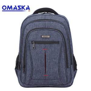 Factory wholesale  Waterproof Foldable Backpack  - Custom logo high quality business 15.6 blue nylon computer backpack  – Omaska