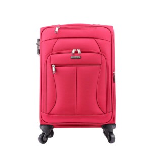 कस्टम वाटरप्रूफ नायलॉन लाल 4 पहियों वाला ज़िपर यात्रा सूटकेस सामान सेट