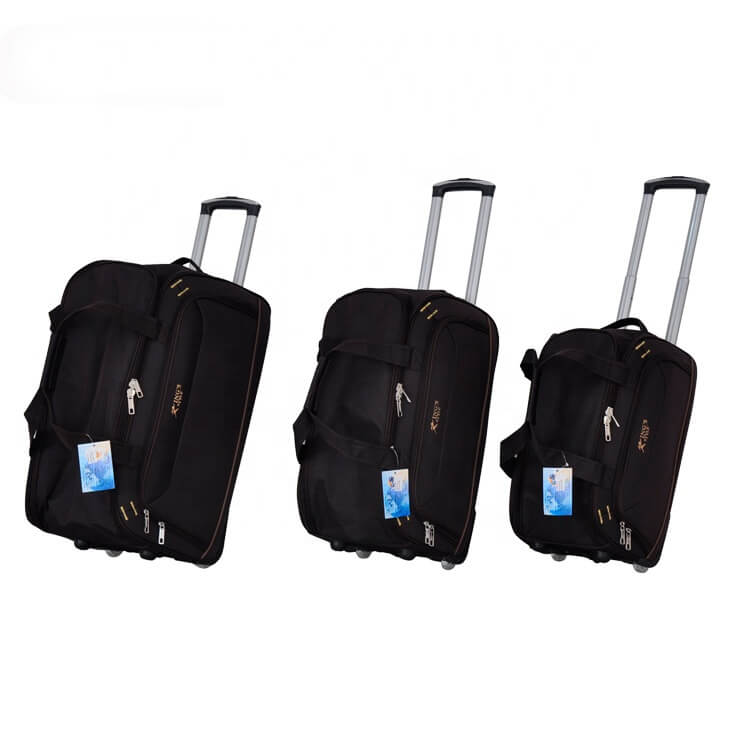 2019 China factory price 3pcs set polyester travel time duffel wholesale trolley bag