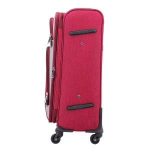 Custom durable bags 4 wheels waterproof red nylon travel soft luggage