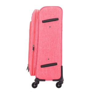 Pink canvas big capacity travel trolley suitcase
