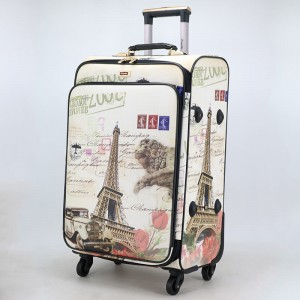 Factory wholesale PU printing customized travelling bags luggage trolley