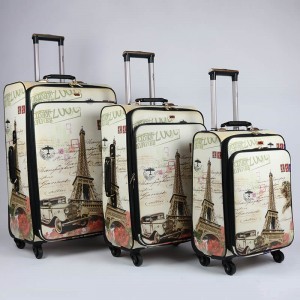Factory wholesale PU printing customized travelling bags luggage trolley