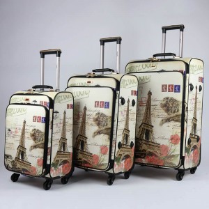 फैक्टरी थोक पीयू प्रिंटिंग अनुकूलित यात्रा बैग सामान ट्रॉली