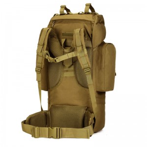 65 लिटर आउटडोअर टॅक्टिकल बॅकपॅक वॉटरप्रूफ पर्वतारोहण बॅग प्रवास प्रवास खांद्यावर बॅग सामान मोठा रक्सॅक बेल्ट शू गोदाम