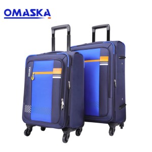 2021 High quality Luggage Travel Bags Trolley - Custom Print Nylon Travel 3 pcs Set Blue 20 24 28 Inch Business Men Luggage Set  – Omaska