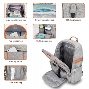 OMASKA 2021 Multi-funksje Light Mommy Travel Bag Baby Nursery Diaper Rugzak