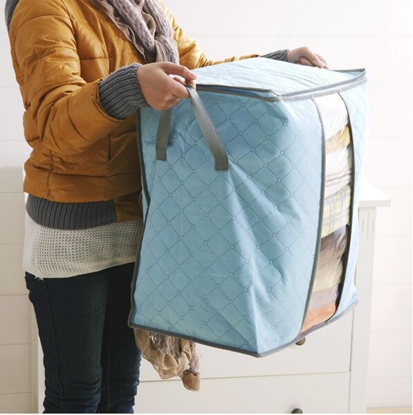 Bolsa de bagagem de viagem de alta definição - Direto da fábrica, grosso, não tecido, bambu, cor de carvão, saco de armazenamento de roupas, saco de colcha de roupas, 4 cores opcionais - Omaska