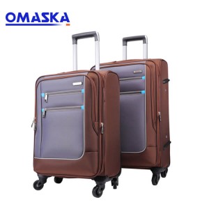 Custom large capacity 3 pieces sets brown nylon fabric travel business suitcase luggage