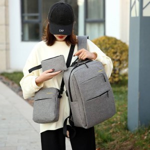 Custom 15.6 inch unisex usb 3 in 1 travel leisure laptop backpack set