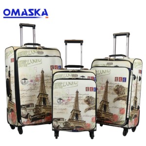 PU printing 3pcs set 20″24″28″ custom logo Omaska brand China famous luggage factory