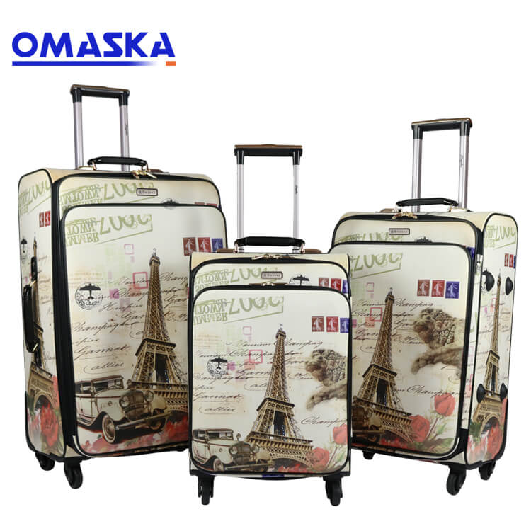 High Quality Cabin Match Color Soft Suitcase - PU printing 3pcs set 20″24″28″ custom logo Omaska brand China famous luggage factory – Omaska