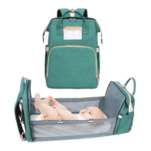 मम्मी डायपर बॅग बॅकपॅक बेबी बेडसाठी परिवर्तनीय प्रवास बेबी बॅग डायपर बॅकपॅक
