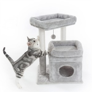 Kūʻai nui ʻo Cat Tree Small Cat Tower me Dangling Ball and Perch