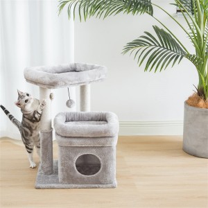 Grousshandel Cat Tree Small Cat Tower mat Dangling Ball a Perch