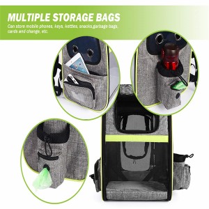 Expandable Breathable Mesh Pet Dog Carrier Backpack rau Cov Tsiaj Me