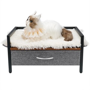 Veleprodajni moderen leseni okvir postelje za hišne mačke s predalom
