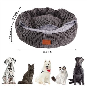 Wholesale Warm Pet Cave Beds Dog Bed with Hooded Blanket Attached