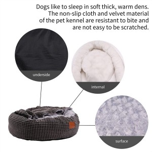 Kirêtxane Germ Pet Cave Beds Dog Bed with Hooded Blanket Attached