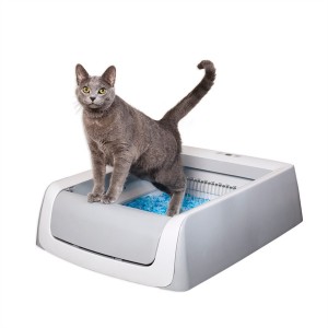 Caixa de arena para gatos de autolimpeza ScoopFree con bandexas de cristal desbotables