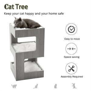 סיטונאי עץ חתול מודרני רב רמות מגדל חתול מרווח מרווח