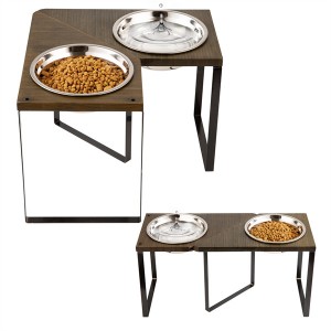 Elevated Feeding Station Dog Bowl Stand with 2 Bowls and a Nonslip Pad