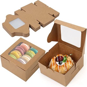 Takeaway Food Paper Box with Window for Cup Cake Doughnut Bakery Bread Sandwi...