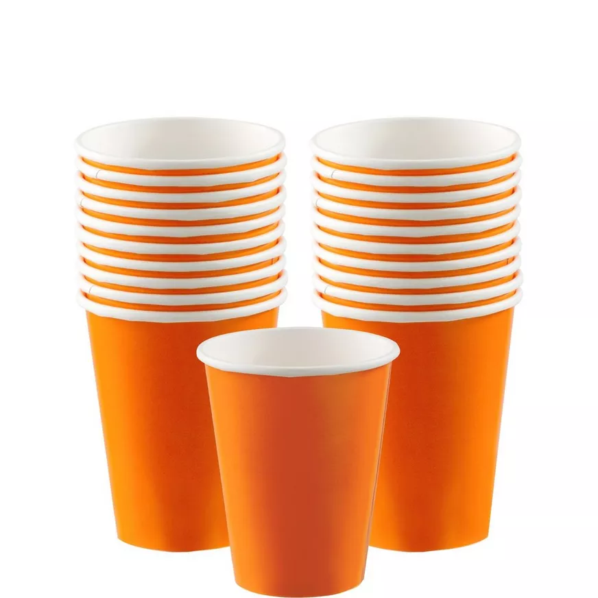 Orange Paper Coffee Cups 
