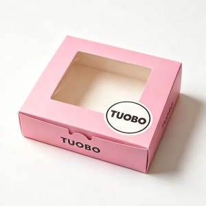 Pink Kraft Bakery Box with Window Custom Printed Wholesale Cake Box Dessert Retail Packaging | TUOBO